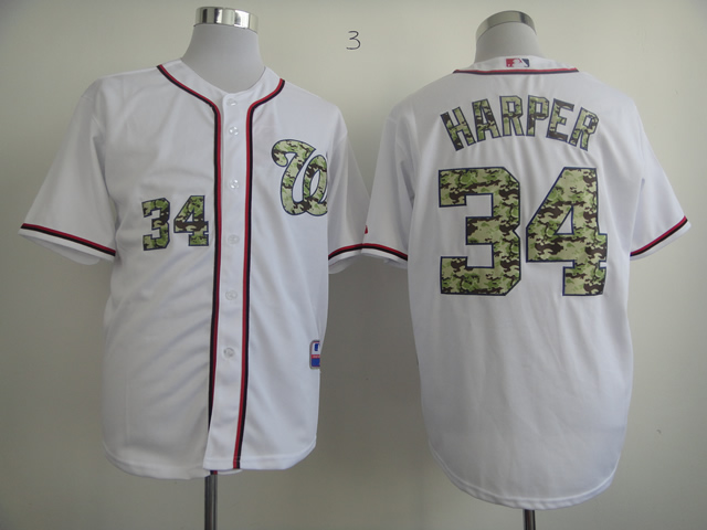 Men Washington Nationals 34 Harper White Camo MLB Jerseys